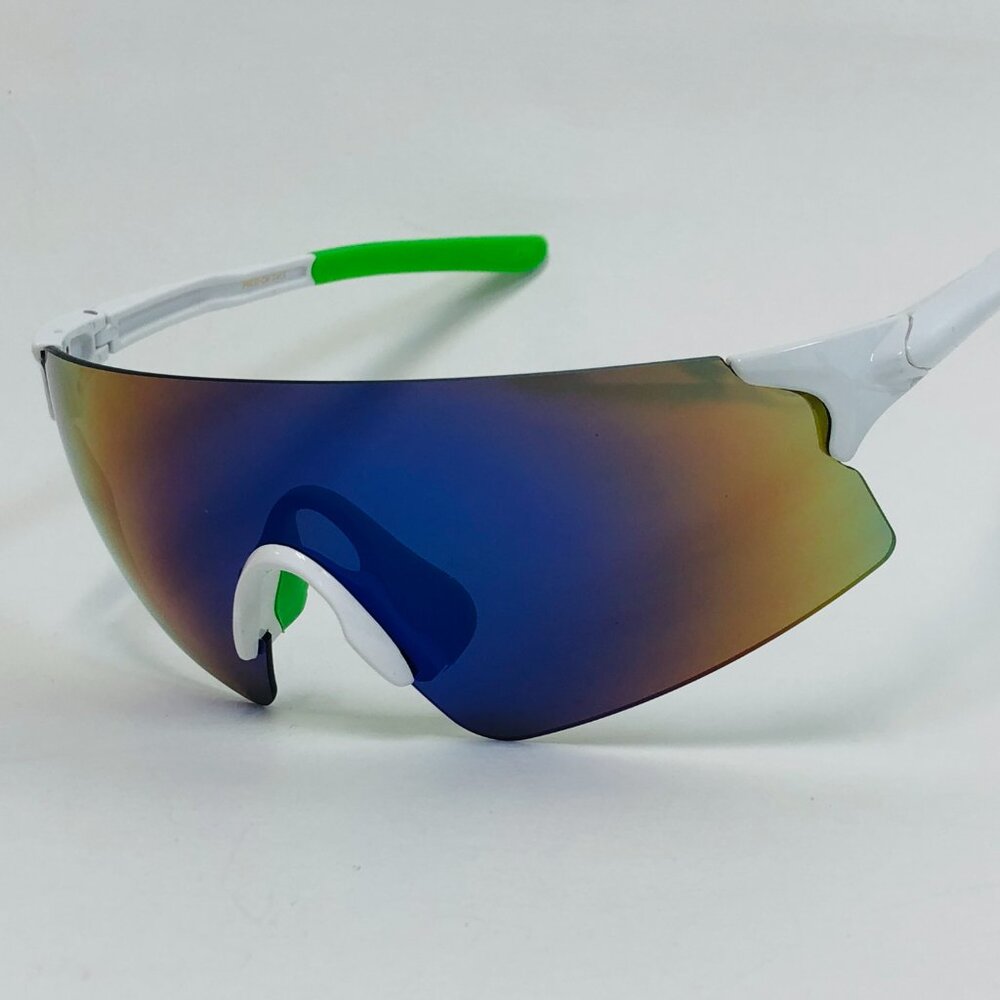 Sport Men Sunglasses Outdoor White Frame Blue Mirror Lens Beach Shades Lentes